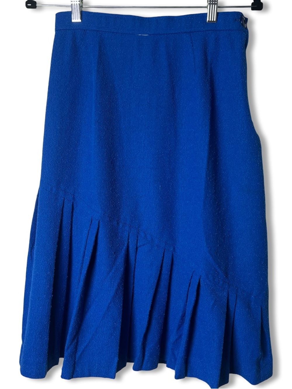 VTG 70s Graff Californiawear Royal Blue Asymmetric Pleated Ruffle Skirt Sz.‎ S